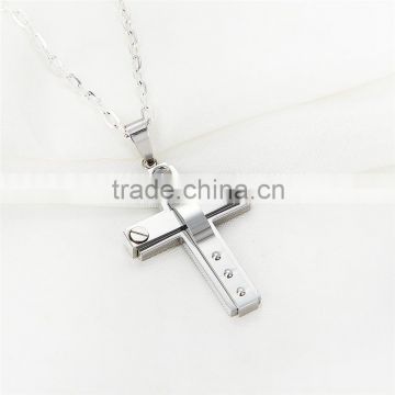 DAIHE stainless steel christian cross gemstone pendant