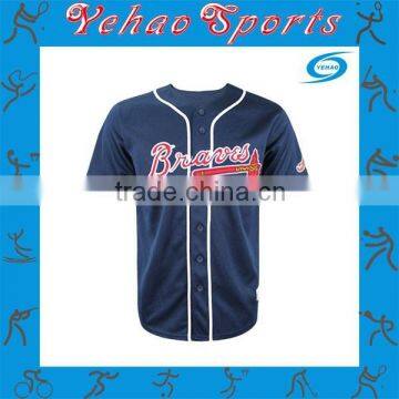 2015 Latest custom blue wholesale button down blank baseball jersey