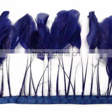 Stripped navy Rooster feather trim