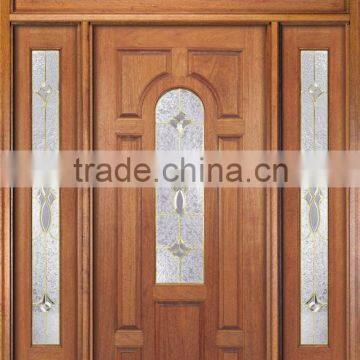 Exterior Oak Solid Wooden Doors Design With Side Panel Transom DJ-S9602STHS-2