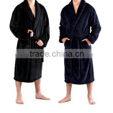 Wholesale Soft Warm Black Mens' Cotton Bathrobe photo-2