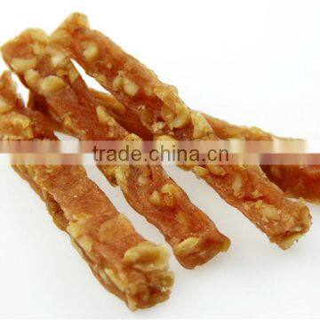 wholesale natural dry chicken and peanut strip pet dog Snack