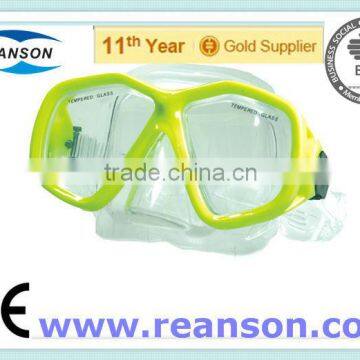 Professional Tempered Glass Diving Mask Snorkel With One Piece Glass Lens