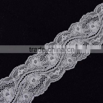 hot sale jacquard white nylon/cotton stretch elastic lace trim, lace trimming for underwear for lingeria wide 6cm