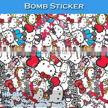 HD-086 CARLIKE Air Bubble Free Lovely Car Wrapping Hello Kitty Sticker Bomb