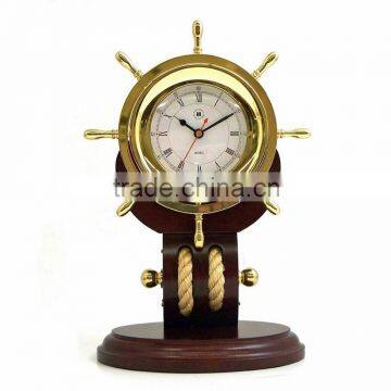 BRASS WITH WOODEN TABLE CLOCK-STYLISH TABLE CLOCK 2072