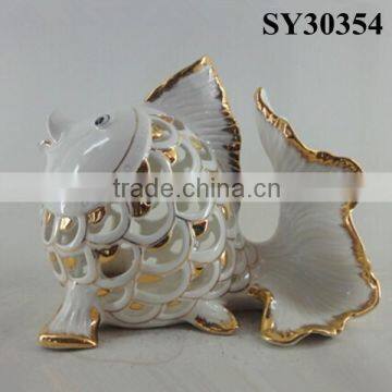Home Decoration White Ceramic Fish photo-2