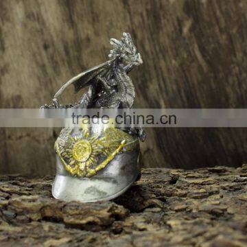 Pewter Dragon With Helmet Figurine