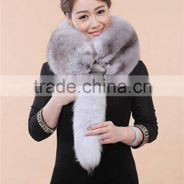 Real Fox Tail Fur Inside Winter Natural Fur Collar Leather Jacket Fox Fur Collar Whole Skin Real White Fox Fur Scarf Warm photo-2