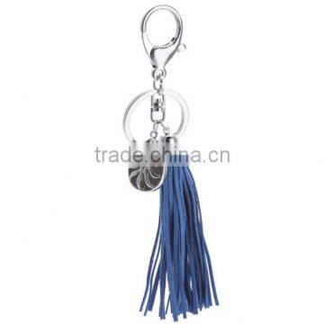 Korea velvet leather tassels keychain with pendant logo