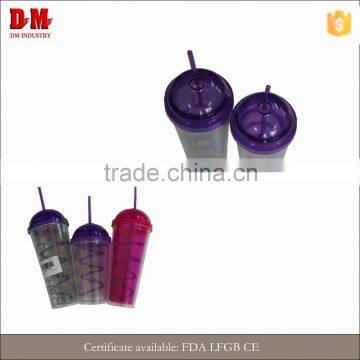 China round cap 450ml party modern plastic drinking cup with straw