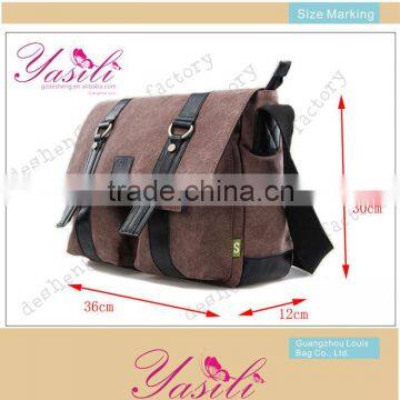 2015 Men's Vintage Canvas Leather School Military Shoulder Bag Messenger Travel Bag