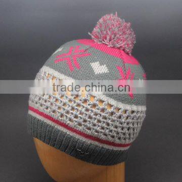 HAT SALE FASHION HANDWORK JACQUARD BEANIE HAT WITH A TOP BALL