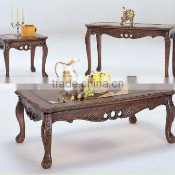 CF30004 Unique Carved Cutout apron Queen Anne Coffee End Sofa Table Sets