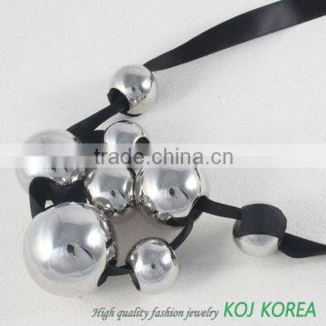 KN-163 black ribon costume jewelry necklace