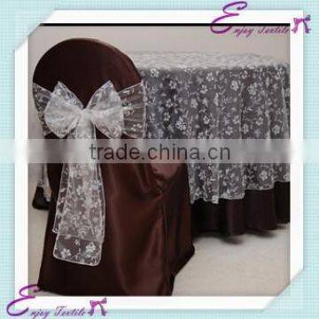 YHT#128 embroidered organza polyester banquet wedding wholesale cheap table cloth overlay