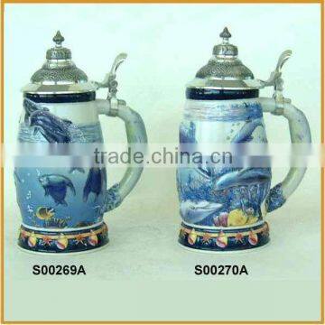 Fashionable unique custom cheap ceramic beer mug with lid