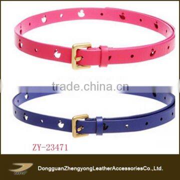 Candy color fashion raw hide leather women belt for summer dress with cheap price