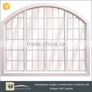 2015 Newest Style aluminum double glass arch fixed window grill design in Guangzhou