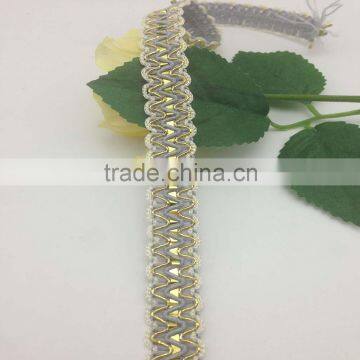 beautiful garment accessories metallic tinsel golden light gray lace ribbon braid trim                        
                                                                                Supplier's Choice