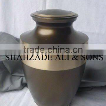 Stately Rustic Bronze With Brass Band Brass cremation urns