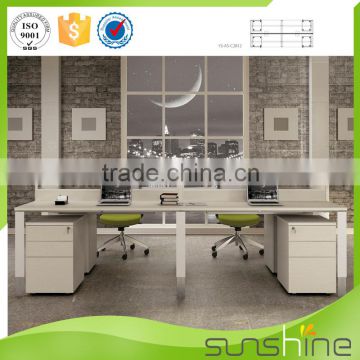 Office workstation furniture desktop partition for 4 persons with mobile pedestals steel frame