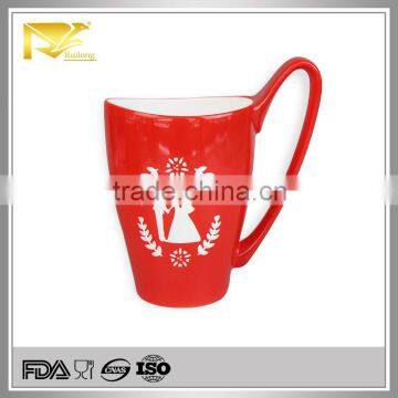 Drinkware die cut glazed ceramic red mug, valentine gift, mugs and cups for wedding