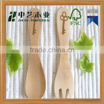OEM&ODM FSC&SA8000 natural wood spoon and forks