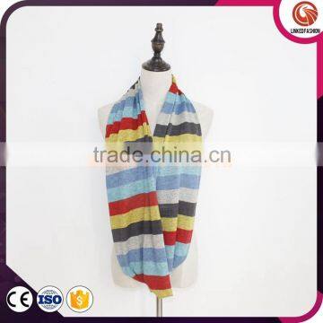 wholesale stripe infinity scarf fleece snood custom scarf soft polar plush winter scarf promotion