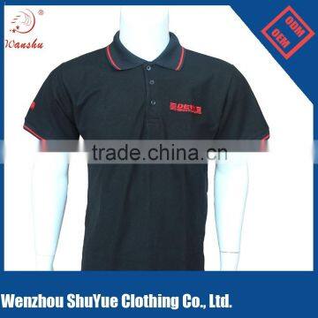 Summer black button polo shirt embroidery