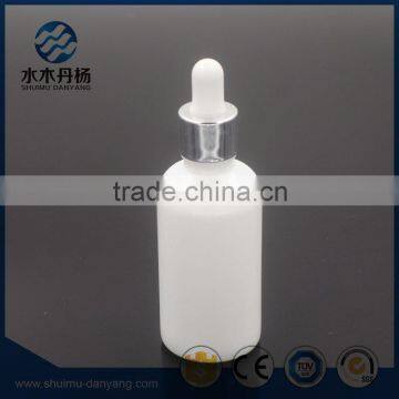 High quality 50ml white cylinder glass dropper bottle