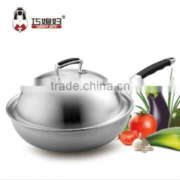 High quality 3 layers stainless steel chinese no- stick der Wok/frying pan