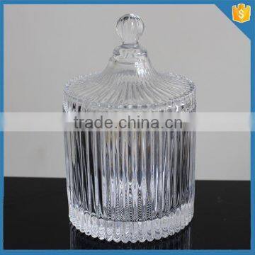 Hot selling crystal ridged glass jars for candles in different sizes