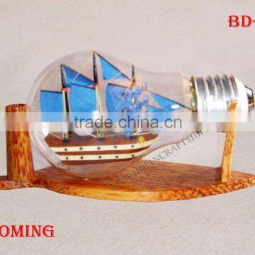 WYOMING SHIP IN LIGHT BULB, NAUTICAL GIFT - HANDMADE SHIP MODEL