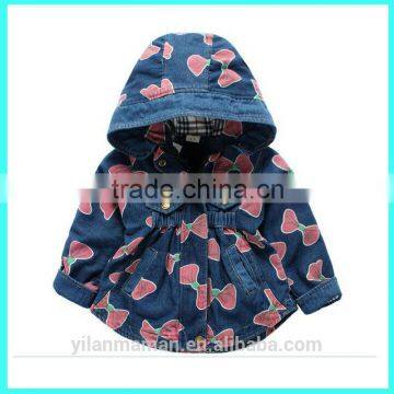 wholesale autumn hooded jacket baby girl jeans jacket                        
                                                Quality Choice