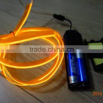 AAX2PCS Battery Clothing fabrics decorate "Polar light 2"2.3mm Single welt in center Orange EL WIRE