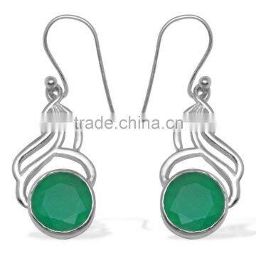 Wholesale Supplier of 925 Sterling Silver Green Onyx Natural Gemstone Earrings