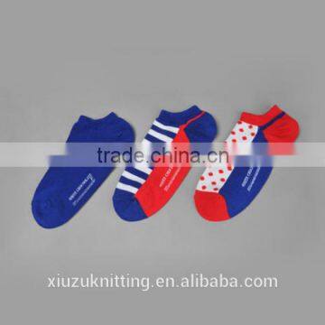 stripe and dots on foot baby boy sock