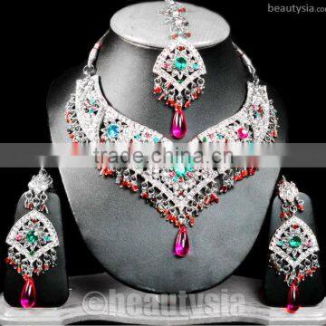 Mumbai Outfit Jewelry Silver Tone F88 Multi Delnaaz Jewelry