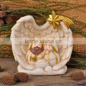 Resin Nativity Set in Wing Embrace photo-2