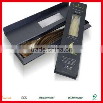 Elegant Hair Extension Packaging Box with Ribbon and Foil Stamping