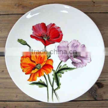 Hand paint round ceramic pizza plate