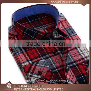 Custom made casual mens black and red check shirts for men