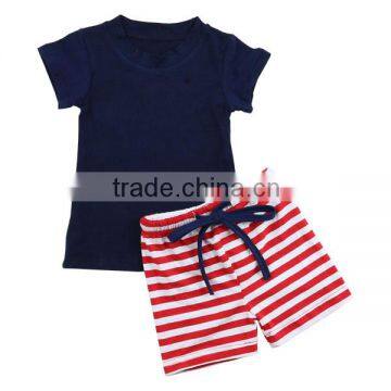 Hot Sale !! 2016 Summer Latest Design Kids Clothes 4th Of July Outfit Toddler Boys Patriotic Clothing