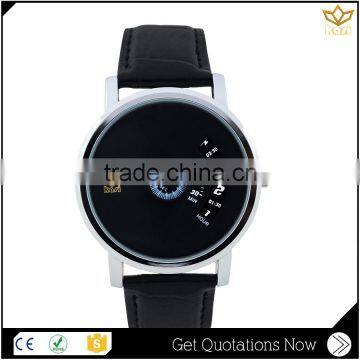 New arrival digital and analog display second dial leather automatic quartz man watch Y011