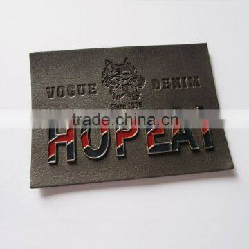 Custom Made Leather Patch for Jeans, with Metal Inserted Logo