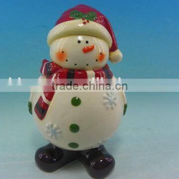 ceramic christms snowman candy pot