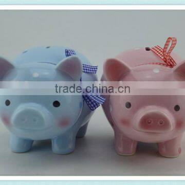 Ceramic Material and Pig Shape painted Ceramic Piggy Bank