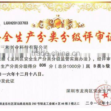 Production safety inspection certificate