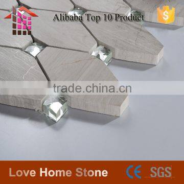 Decoration Material of Grey Marble Tile Mix Glass Mosaic Tile for Wall